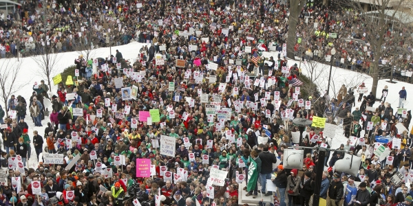 Students and Professors Join Thousands Rallying Against Wisconsin Governor's Plan 1